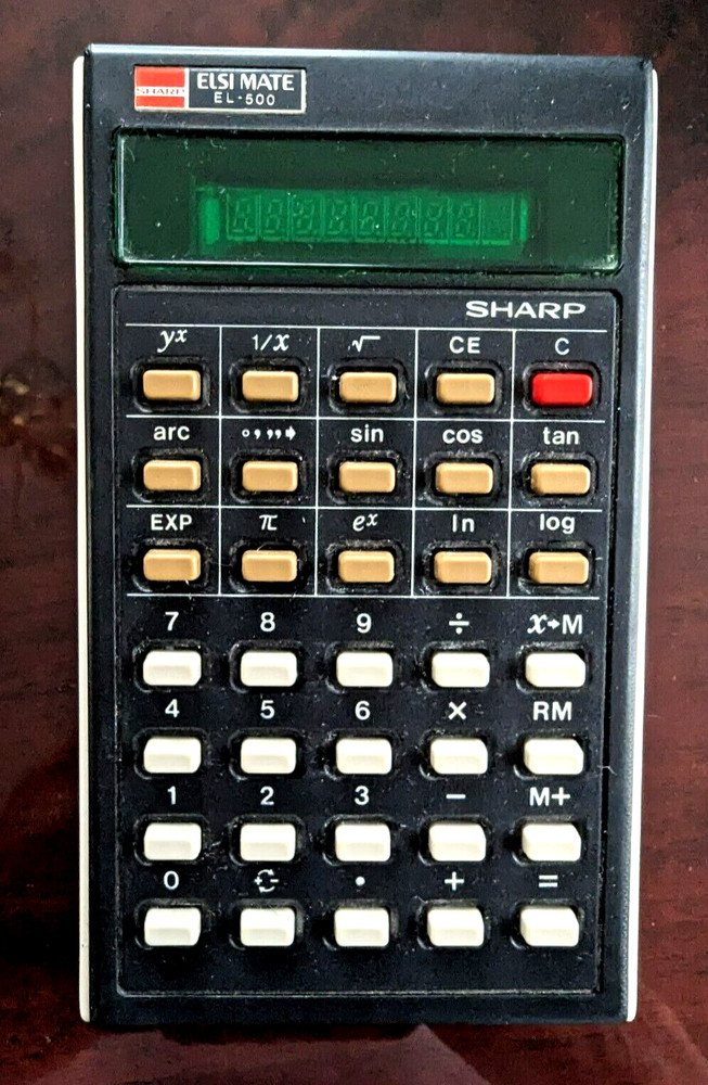 Vintage Sharp Electronic Calculator Elsi Mate EL-500 Tested Works 5.5"x3"