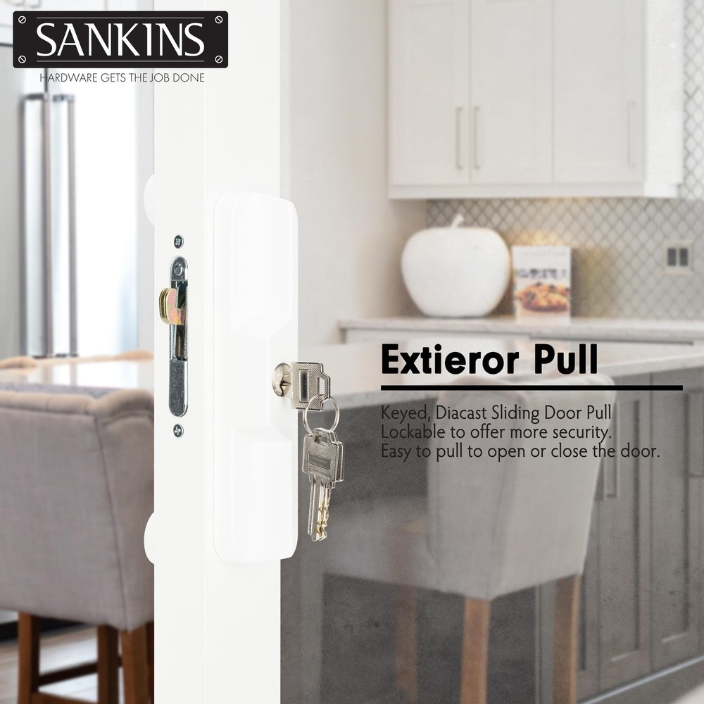 Sliding Patio Door Handle Pull Set with Key Cylinder, Replacement Sliding Doo...