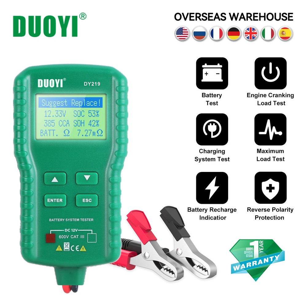 Car AH 100-1000CCA Voltage Battery Analyzer Load Multifunction Diagnostic Tools