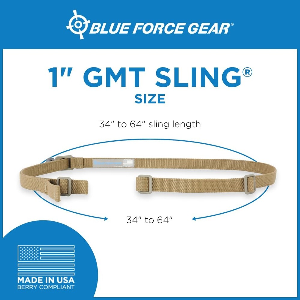 Blue Force Gear GMT Sling - Adjustable Nylon Strap with Secure Double-Locking Bu