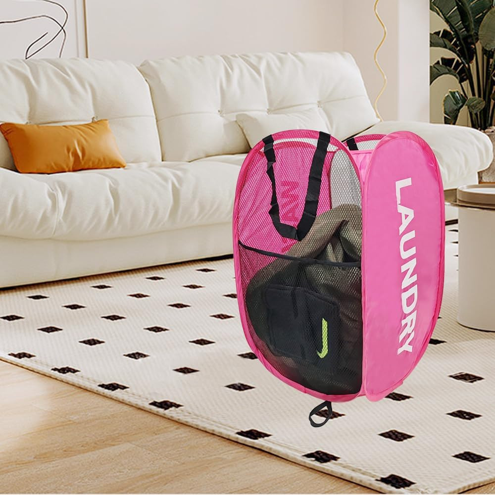 Collapsible Laundry Hamper 2 pack Mesh Pop Up Laundry Hamper with Handles, Fo...