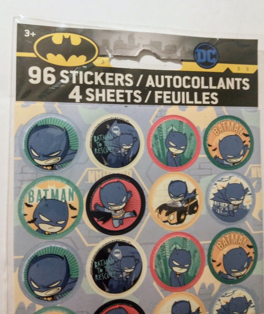 Batman Chibi Style Stickers - 96 Stickers. 4 Sheets. New.