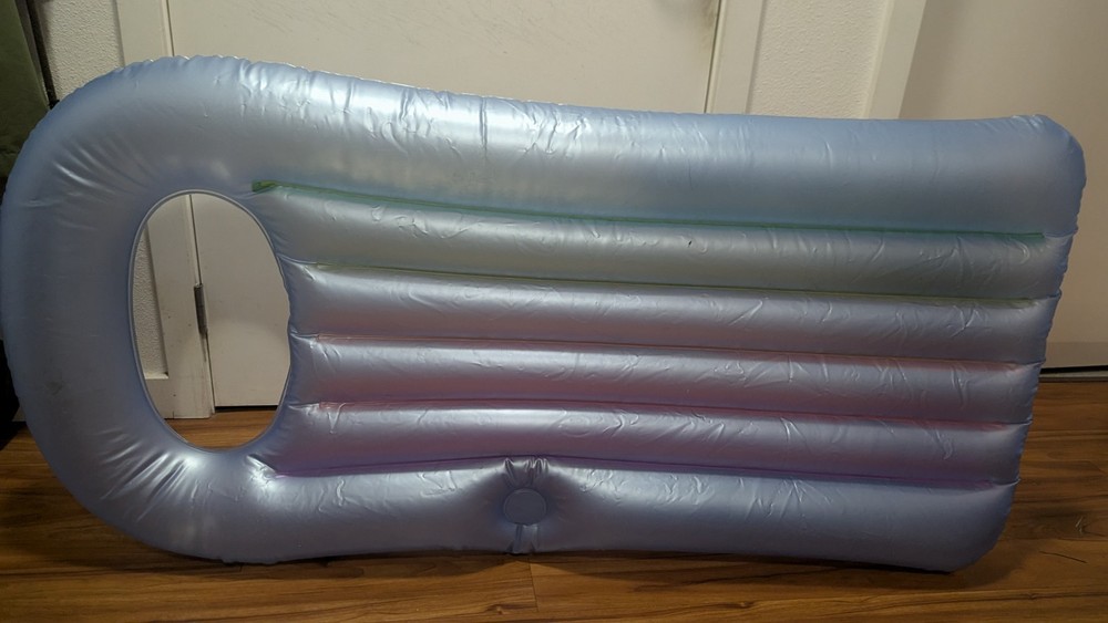 Intex Inflatable Pool Float Lounge with Rainbow Stripes, Headrest & Cup Holder