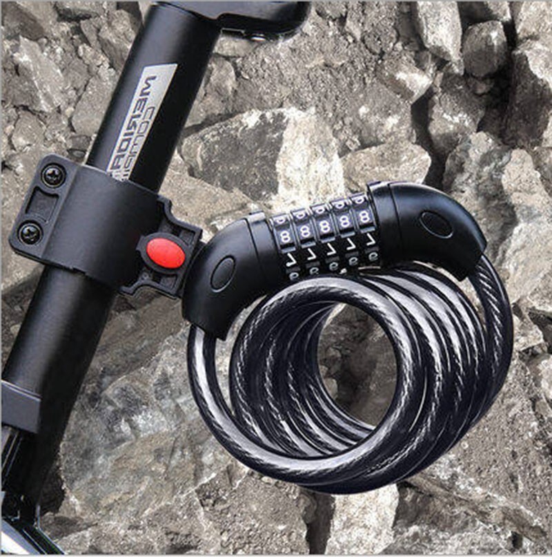 TECHTONGDA Black Bicycle Cable Chain Lock 5 Digit Combination Password New