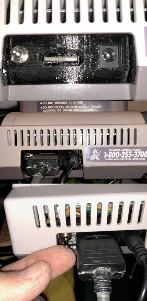 SNES Style Multi-Out 3D Printed back panel, led, DC jack *A/V out* NES top load