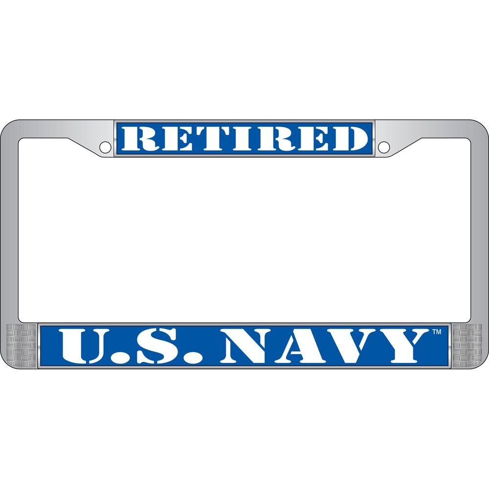 RETIRED U.S. NAVY Auto License Plate Chrome Frame