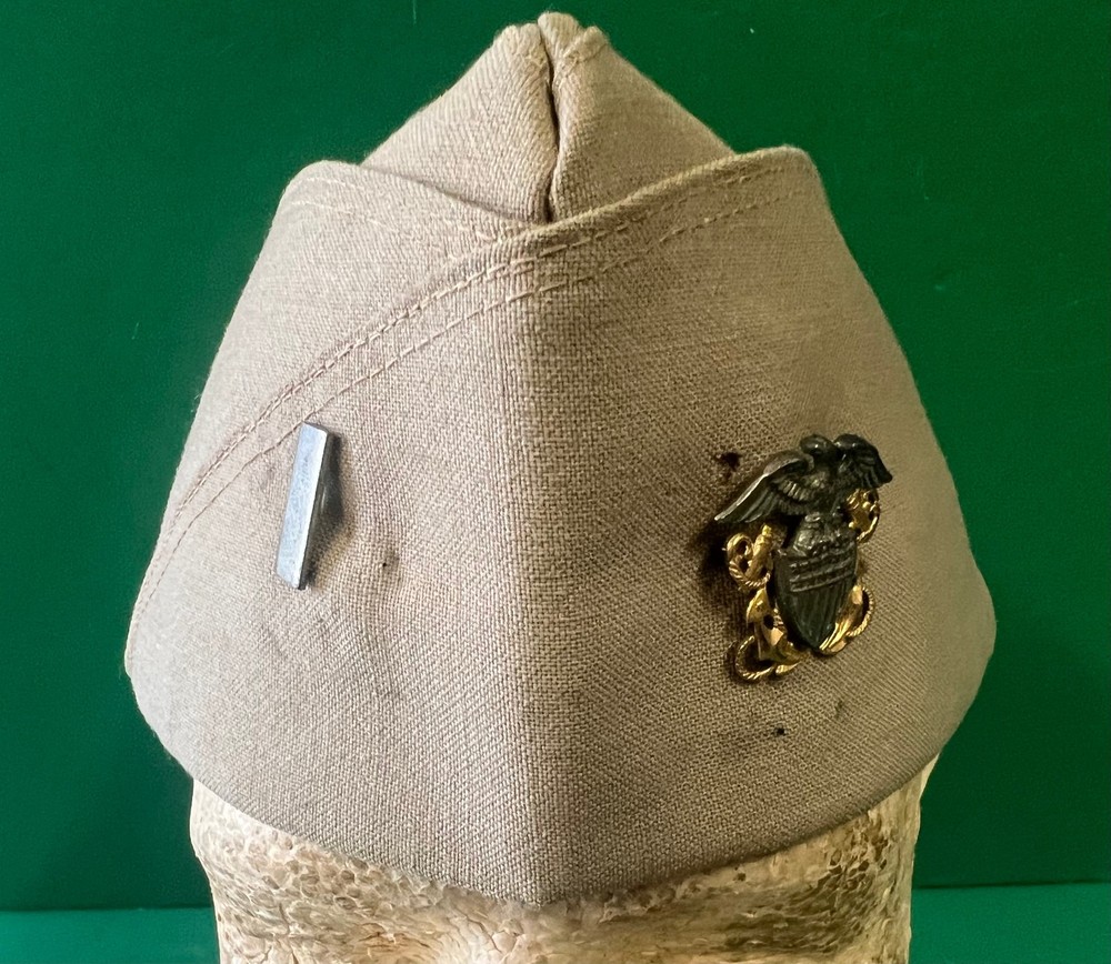 NAVAL OFFICER’S OVERSEAS CAP W/STERLING CAP BADGE