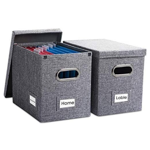 File Organizer Box - Set of 2 Collapsible (2-pack) without folders Grey