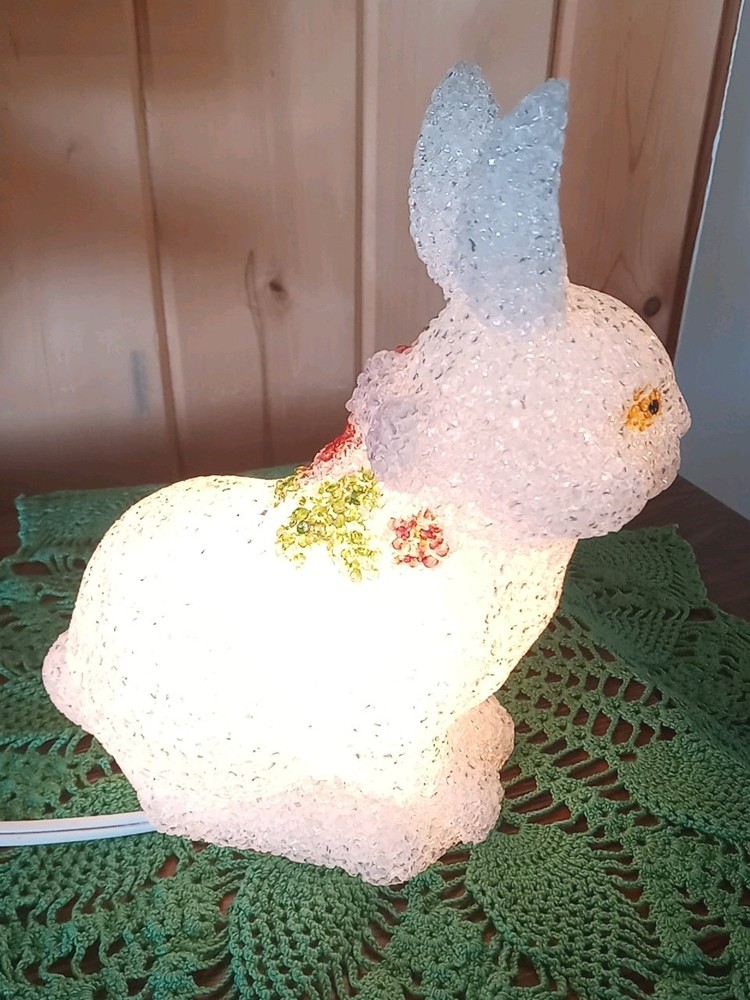 Easter Spring Bunny Rabbit Melted Plastic Ele Light Up Night Light 70in Cord