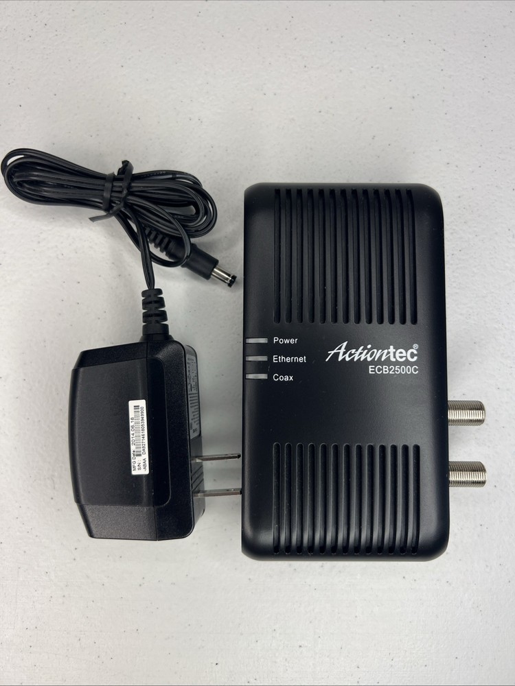 Actiontec ECB2500C MoCA Network Adapter Ethernet Over Coax With Power Supply