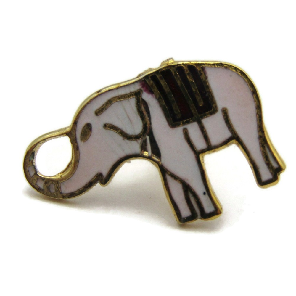 Elephant Pin Vintage White Enamel Small