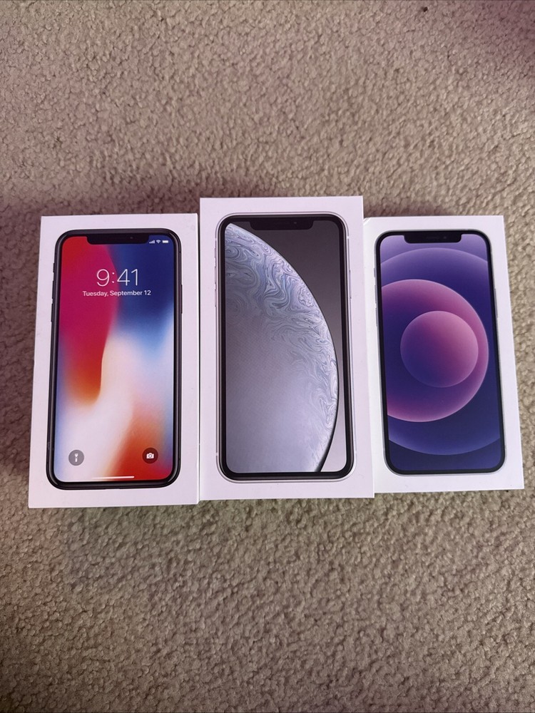 used empty iphone x, xr, and 12 boxes