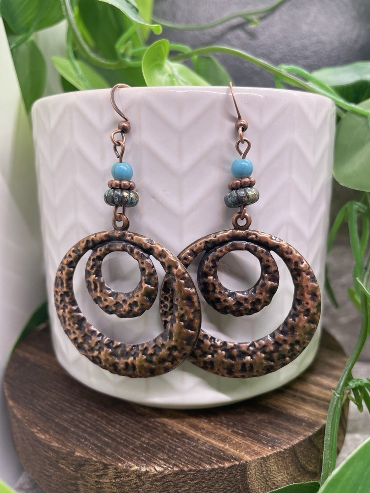2.5” Copper-tone Retro Boho Dangle Earring Set New Free Ship B4563