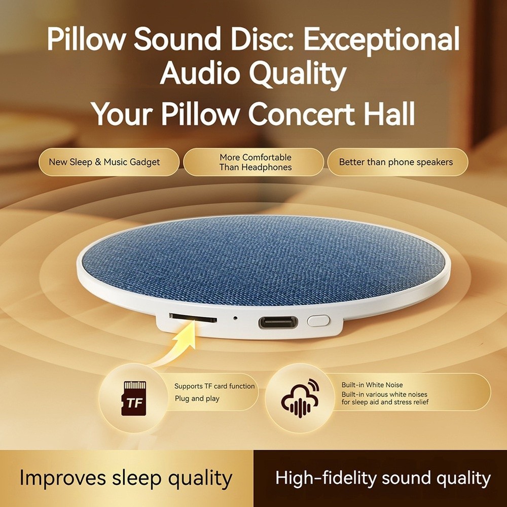 Bluetooth Bedroom Pillow Speaker, Under Pillow Sound Machine with White2012