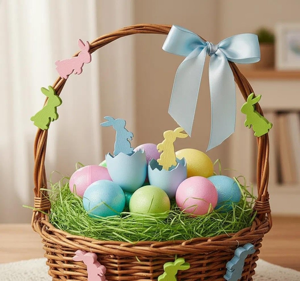 60 Pcs Mini Wooden Easter Bunny Flatbacks, Double-Sided Mini Easter Figurines...