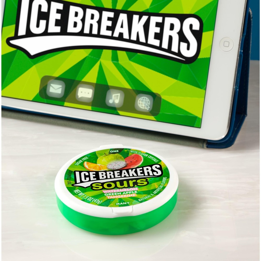 ICE BREAKERS Sours Assorted Fruit Flavored Sugar Free Mints Tins, 1.5 oz