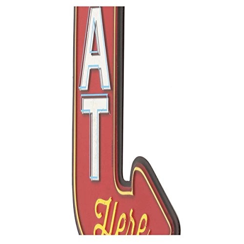 Eat Here Arrow Embossed Metal Sign