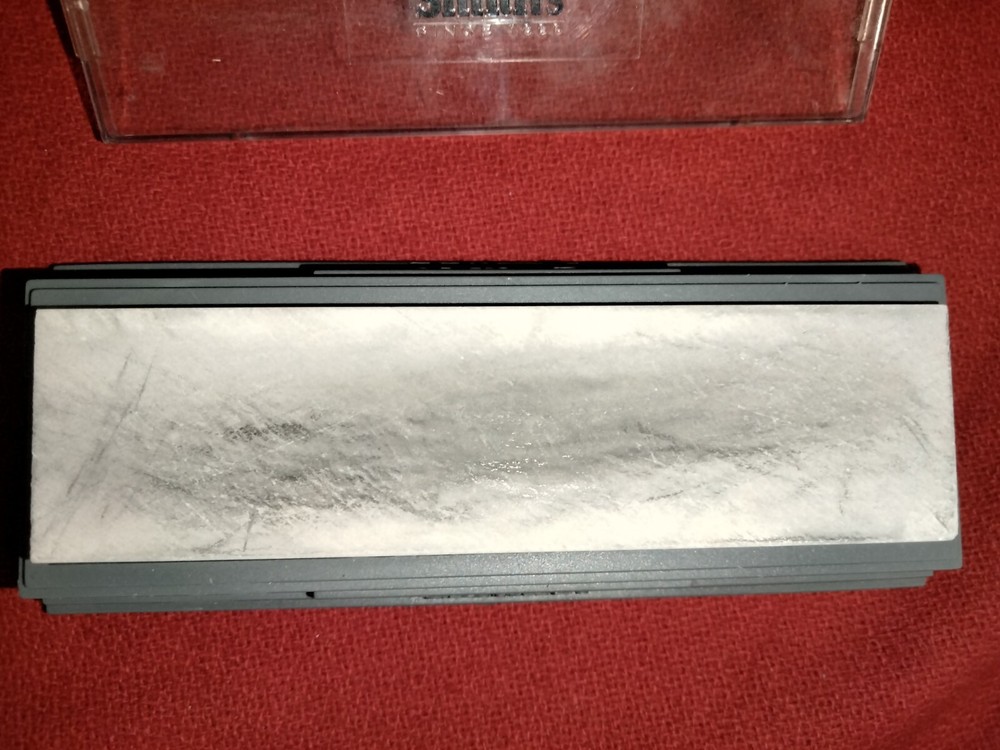 Smith's 6" fine knife sharpening stone with plastic case stand