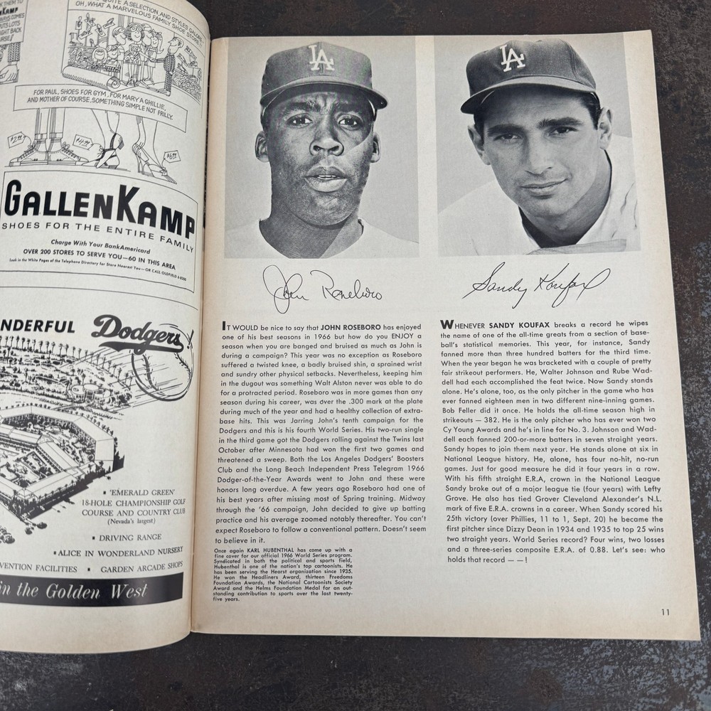 1966 World Series MLB Baseball Program LA Dodgers vs Baltimore Orioles