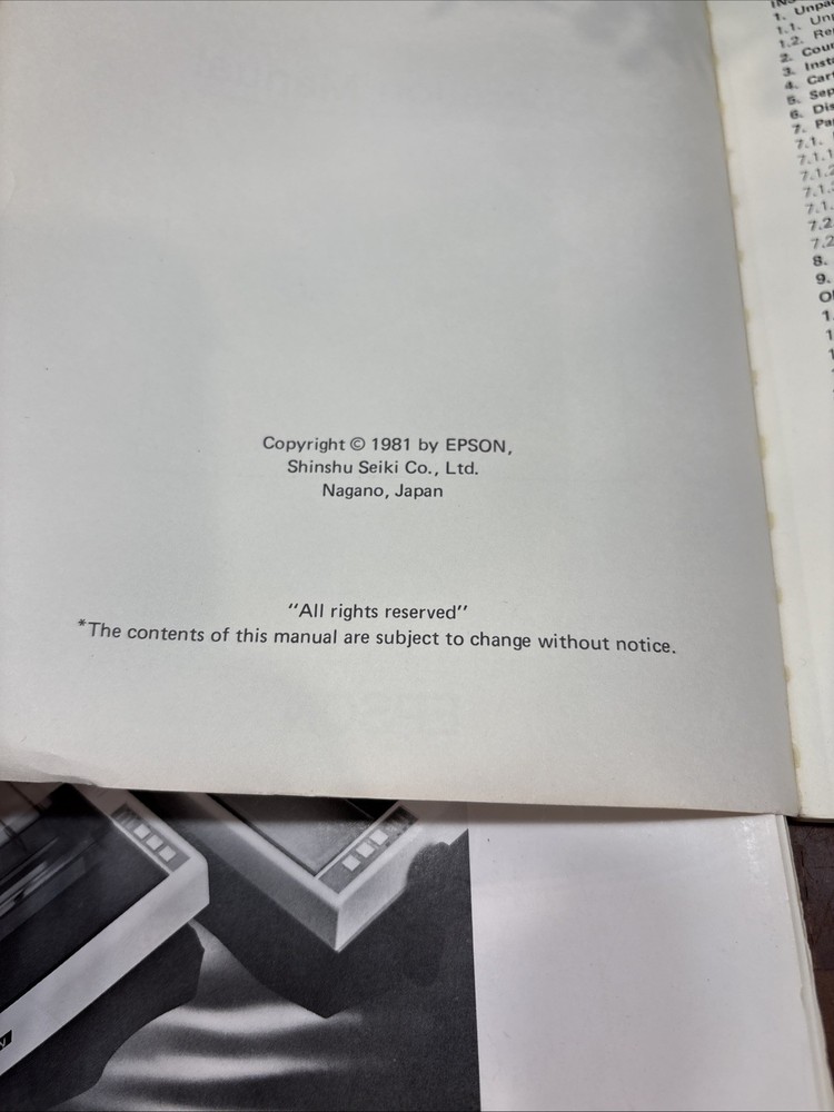 Epson MX-100 Printer Manual Lot Operation + GRAFTRAX Plus Guide Vintage