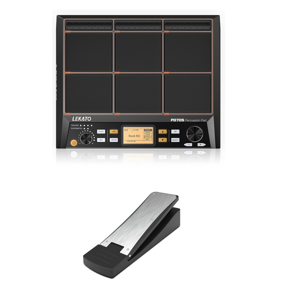 LEKATO PD705 Percussion Pad 9-Trigger Sample Pad Multipad Tabletop Drum Pedal
