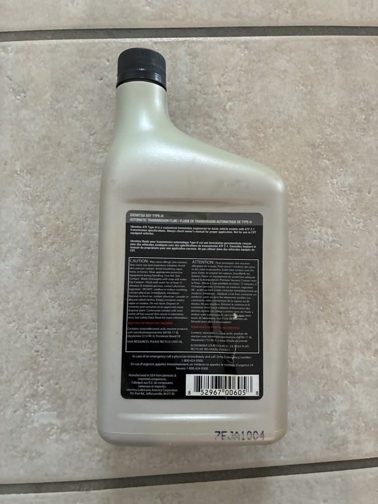 IDEMITSU AUTOMATIC TRANSMISSION FLUID TYPE-H ATF TYPE-H