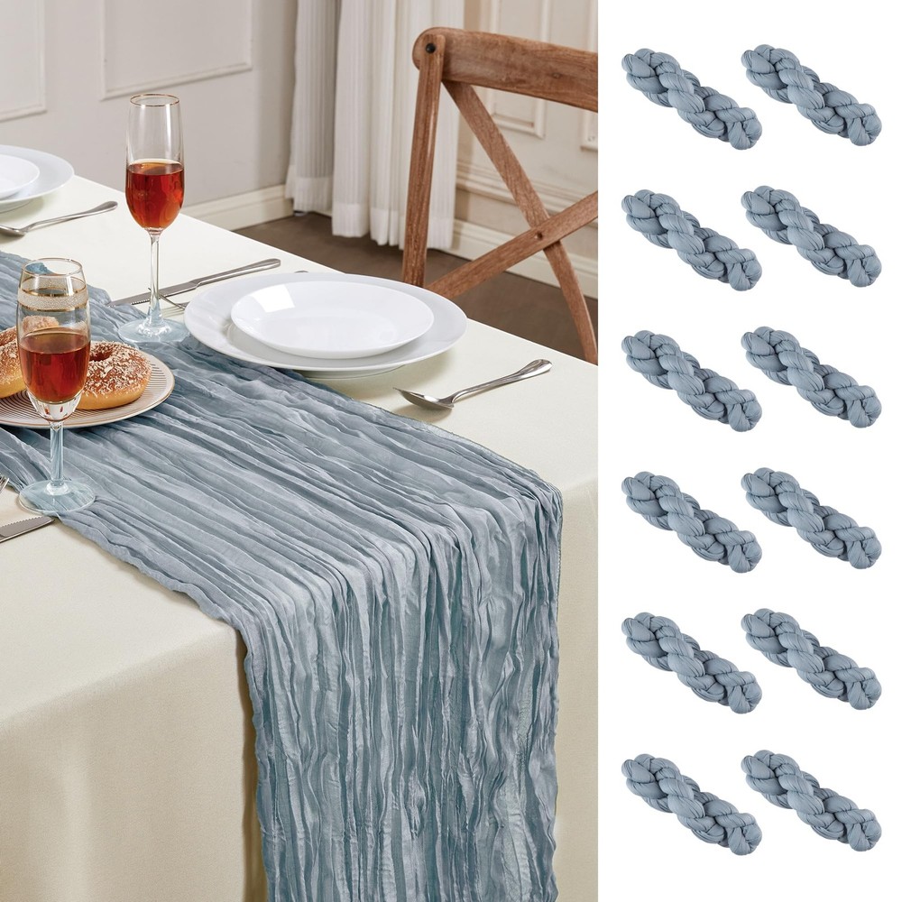 12 Pack Dusty Blue Cheesecloth Table Runner 10FT Long Boho Gauze Table Runner...