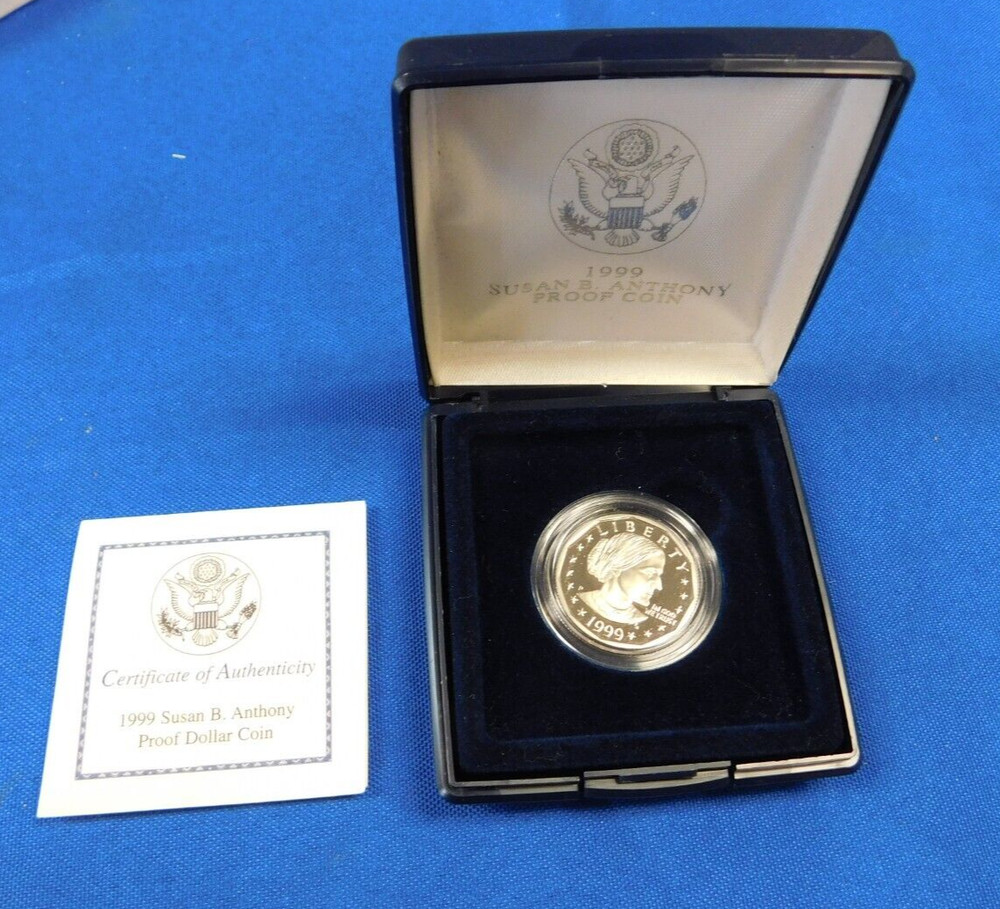 1999 SUSAN B ANTHONY $1 DOLLAR PROOF WITH A BOX  & COA