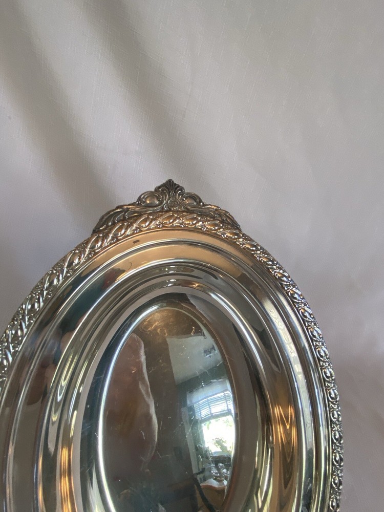 Vintage Silver Plate Decorative Oval Serving Dish Bowl/Lid
