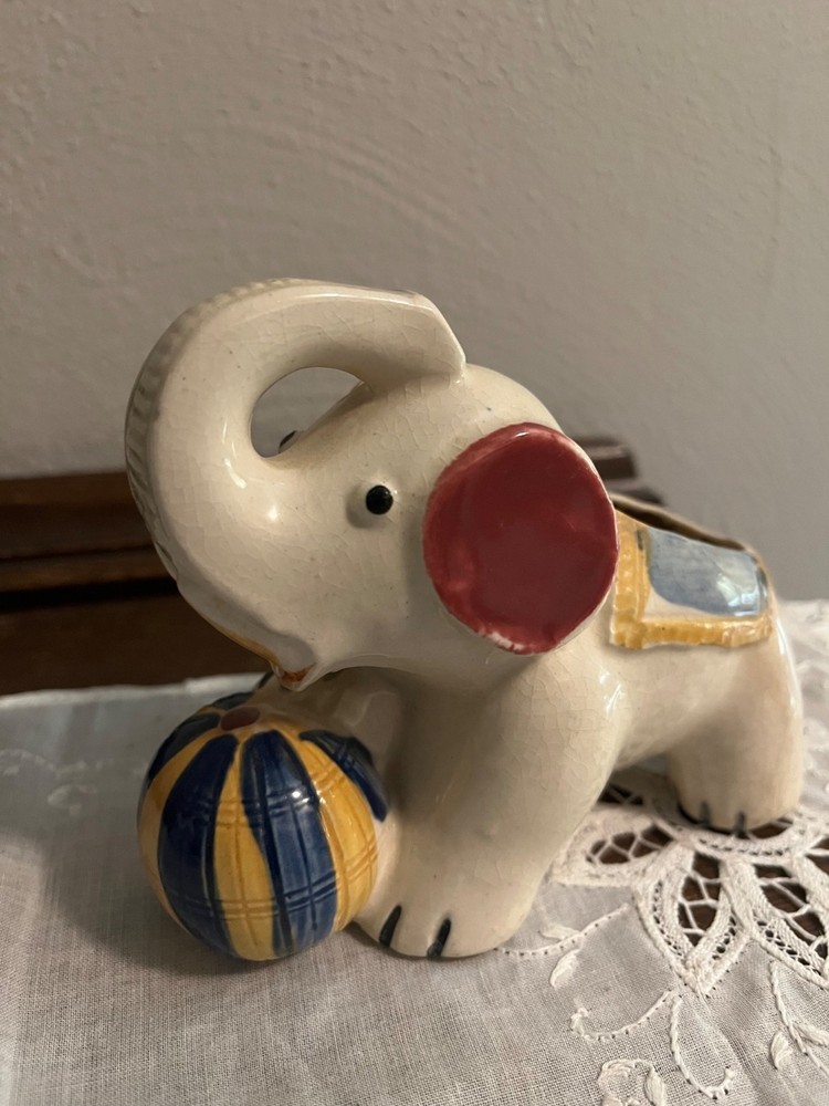 Small Vintage Elephant Planter, crazing Japan Stamp