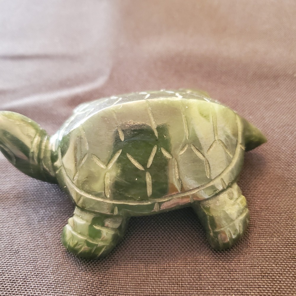 Vtg Stone Nephrite Jade Carved Turtle And Elephant