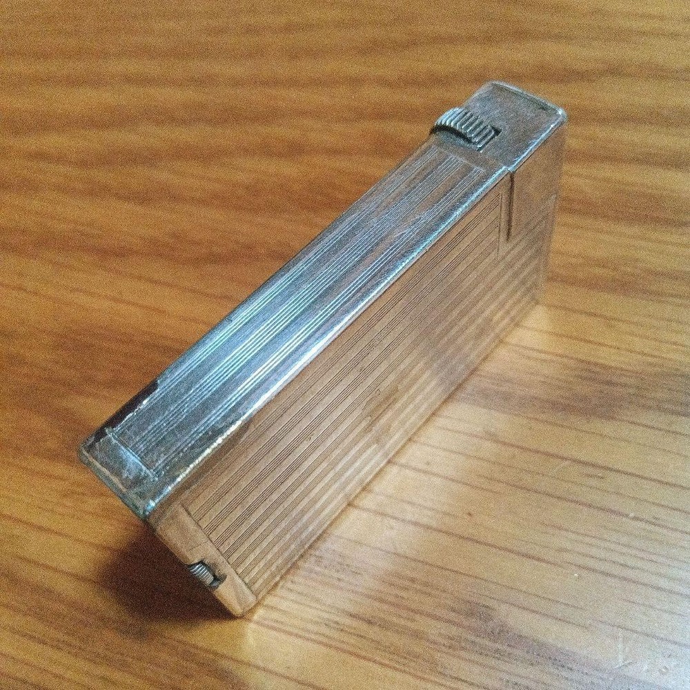 Working Dunhill Oil lighter silver Square Boy Long without box