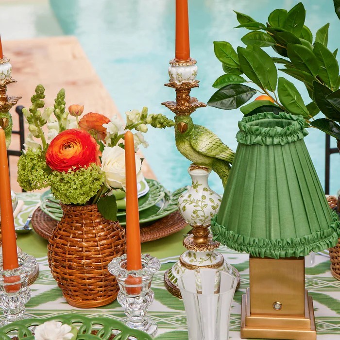 (BIG PAIR) Green Parrot Candle Holders,