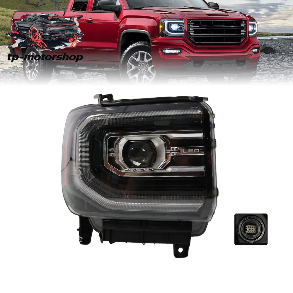 For 2016-2018 GMC Sierra 1500 Passenger Side Full LED Projector Headlight RH