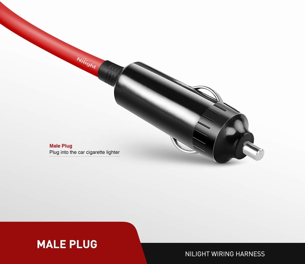 Nilight Cigarette Lighter Extension Cord Cable 6ft Red
