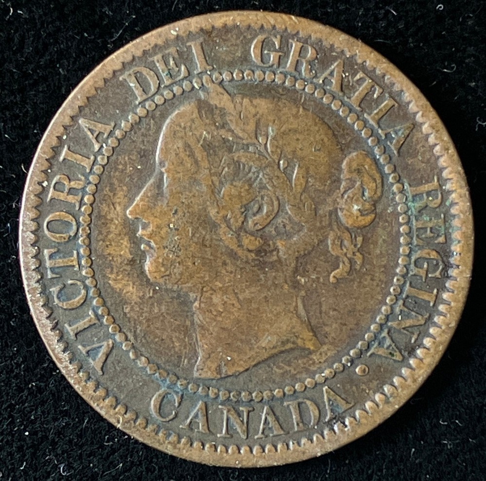 1859 Canada Large Cent, Fine Condition, Queen Victoria