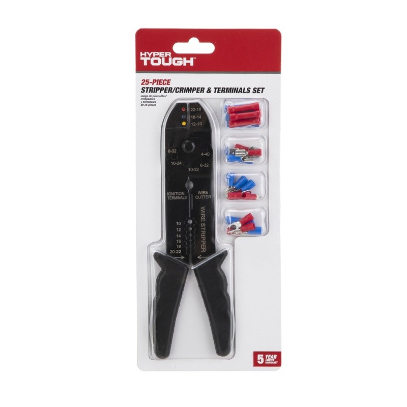 Wire Stripper Crimper Tool 25 Piece Terminal Set DIY Electrical Projects New