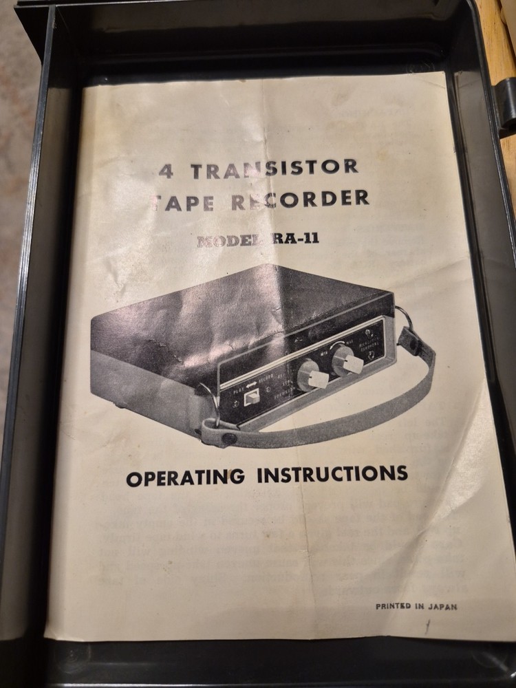 Vintage Apolec 4 Transistor Tape Recorder ~ Model Ra-11, Untested