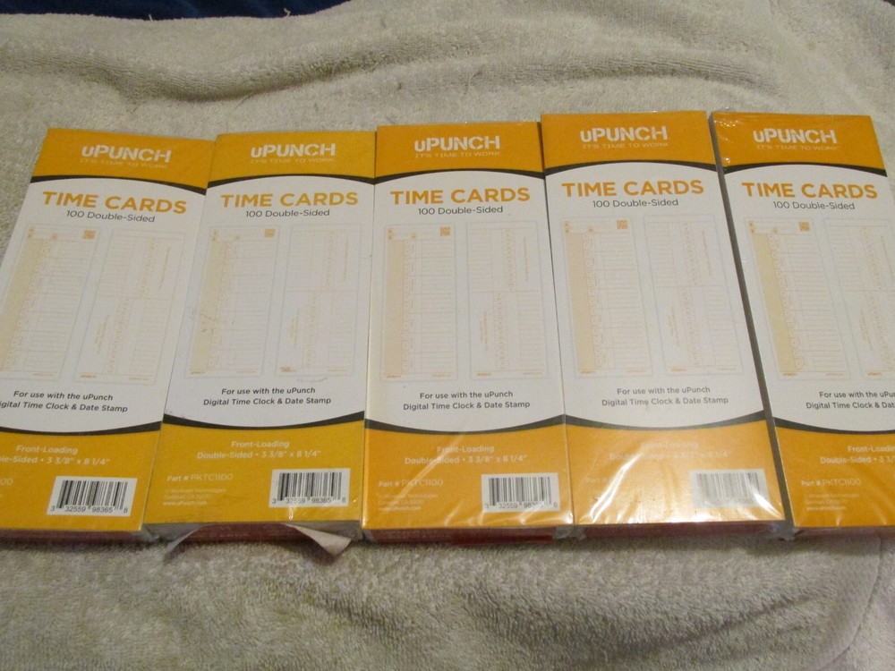 New SEALED 500 uPunch Certified Digital Time Clock Cards Front Loading 2 sided