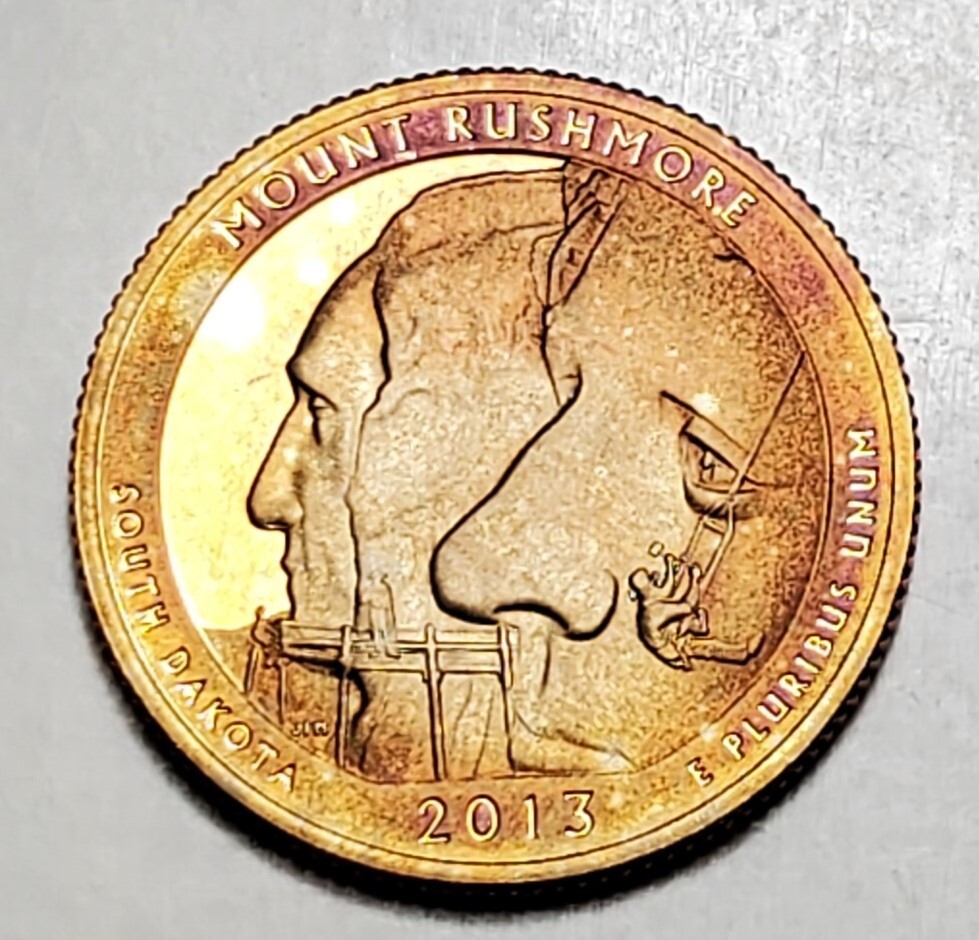 TONED 2013 S  MOUNT RUSHMORE ATB QUARTER CLAD PROOF #C5424