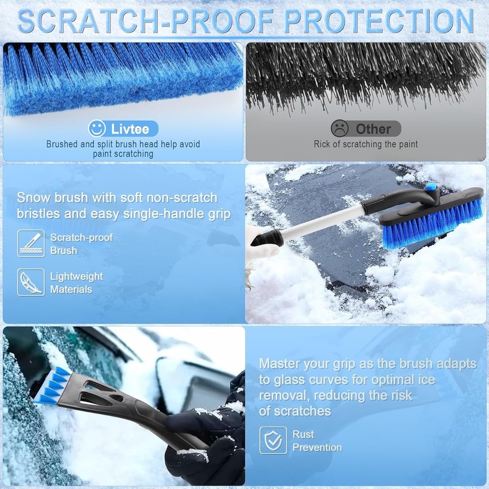 360° Rotating Snow Removal Tool - Heavy-Duty Extendable Ice Scraper for SUVs