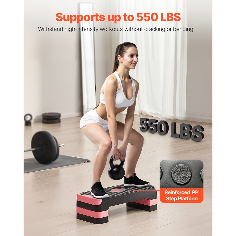 Aerobic Step Platform 4 Adjustable Risers Workout Stepper