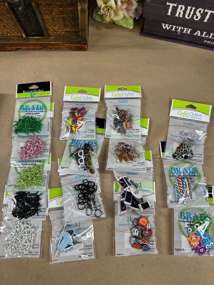 16 Eyelet Outlet decorative & solid brad packages bundle lot