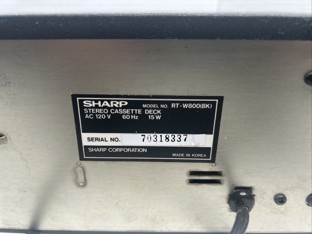 SHARP RT-W800 Black Stereo Cassette Deck Used Powers On Door 1 Doesn’t Open