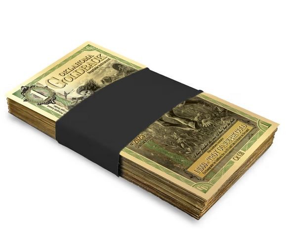1 Oklahoma Goldback ~ 1/1000th oz 24K Gold Foil Note ~ Authenticated