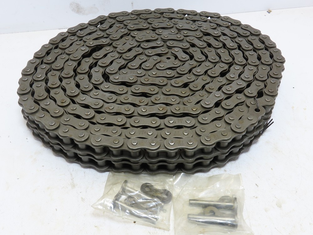 80-2 Riv Riveted Double Strand ANSI Roller Chain with 4 Master Links 21.75' FT