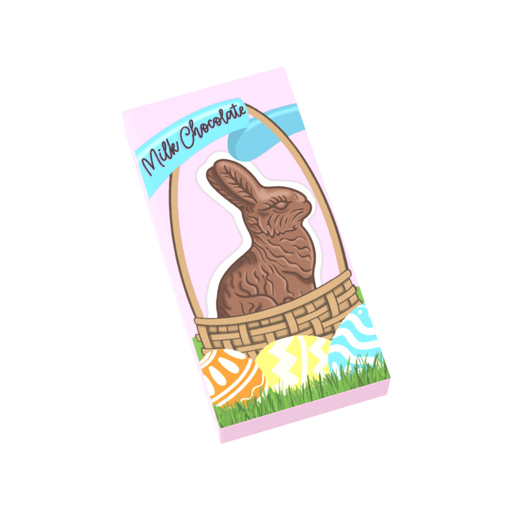 Boxed Chocolate Bunny 1x2 Tile Custom Printed - Easter Candy - Minifig Accessory
