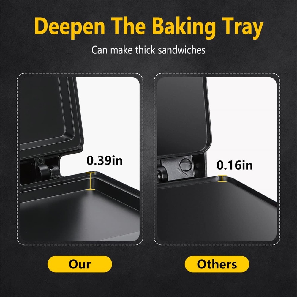 Sandwich Maker with Non-stick Deep Grid Surface for Egg, Ham, Steaks Compact Ele