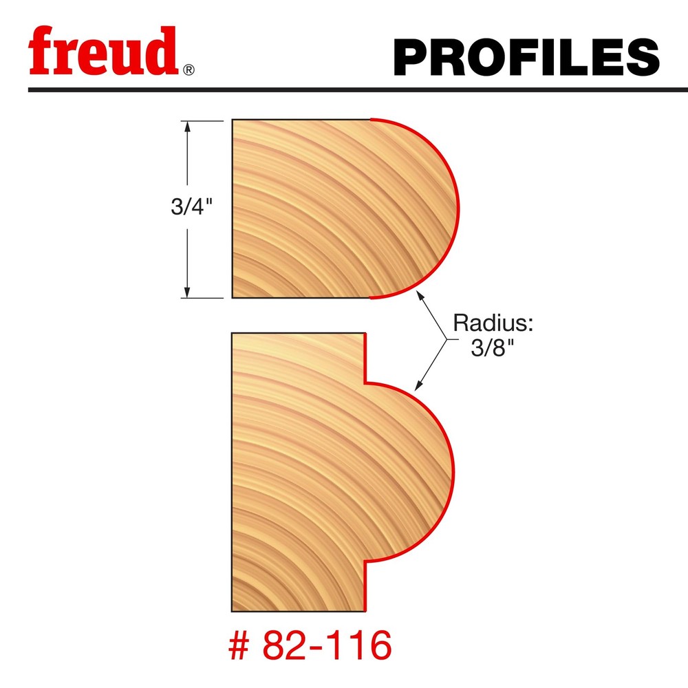 Freud 82-116 3/8" Radius Half Round Bit 1/2" Shank