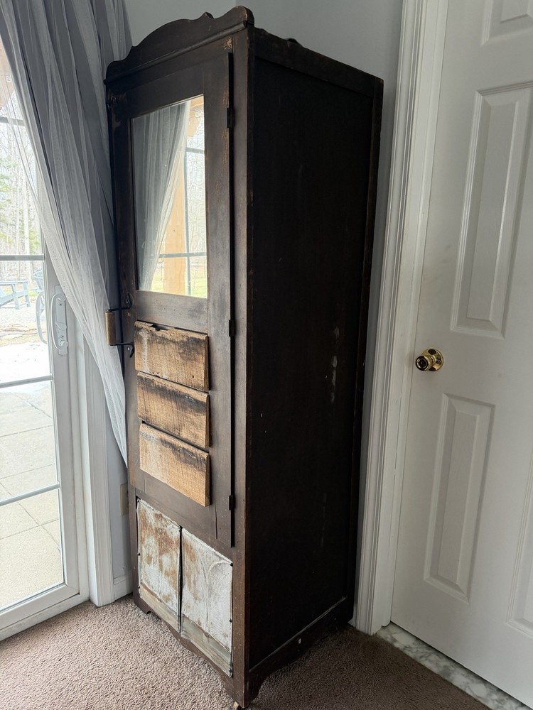 Vintage Solid Wood Wardrobe with Mirror